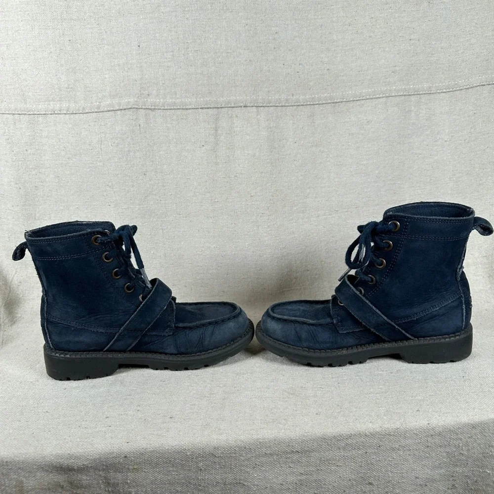 Polo‎ Ralph Lauren Kids Navy Suede Polo Bear Buckle Lace Up Boots